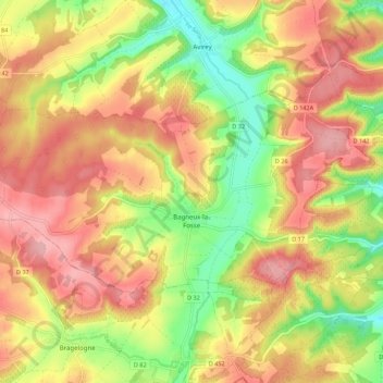 Bagneux-la-Fosse topographic map, elevation, terrain