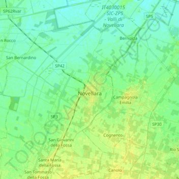 Novellara topographic map, elevation, terrain