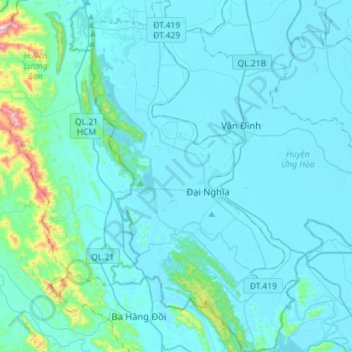 Mỹ Đức District topographic map, elevation, terrain