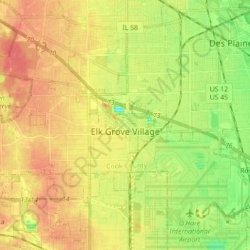 Elk Grove Village topographic map, elevation, terrain