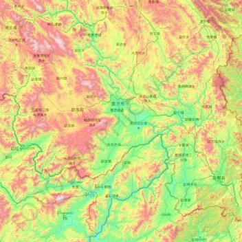 Xishuangbanna topographic map, elevation, terrain