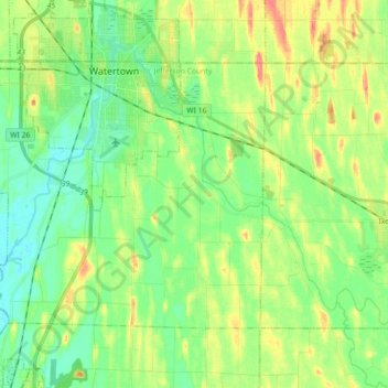 Town of Watertown topographic map, elevation, terrain