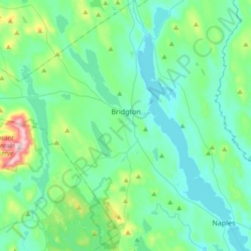 Bridgton topographic map, elevation, terrain