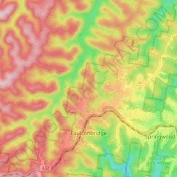 Faulconbridge topographic map, elevation, terrain