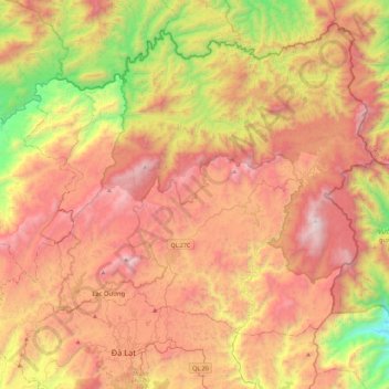 Lạc Dương District topographic map, elevation, terrain
