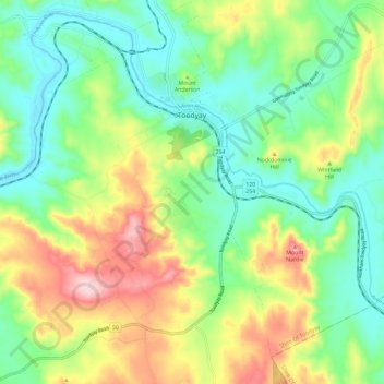 Toodyay topographic map, elevation, terrain