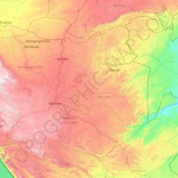 Njombe topographic map, elevation, terrain