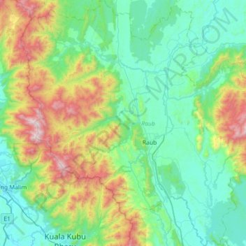 Raub topographic map, elevation, terrain