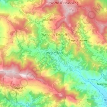 Aandhikhola topographic map, elevation, terrain