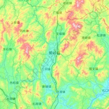 Jiaoling County topographic map, elevation, terrain