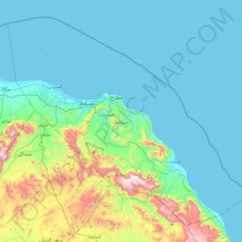 Muscat Governorate topographic map, elevation, terrain