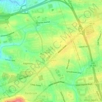 Progress topographic map, elevation, terrain