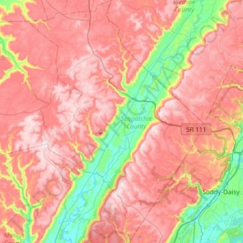 Sequatchie County topographic map, elevation, terrain
