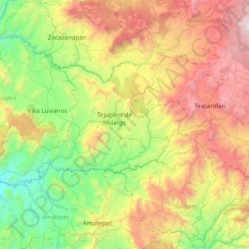 Tejupilco topographic map, elevation, terrain