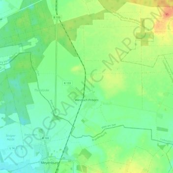 Wendisch Priborn topographic map, elevation, terrain