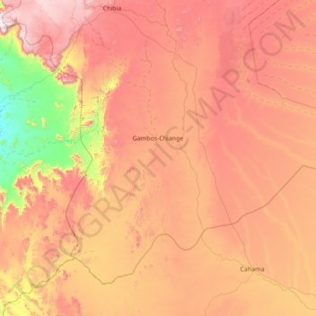 Gambos-Chiange topographic map, elevation, terrain