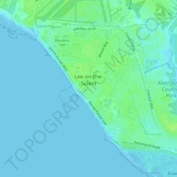 Lee-on-the-Solent topographic map, elevation, terrain