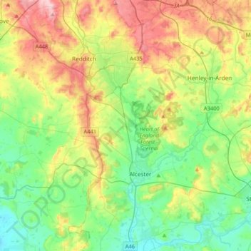 River Arrow topographic map, elevation, terrain