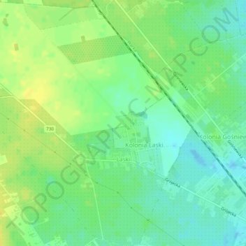 Laski topographic map, elevation, terrain