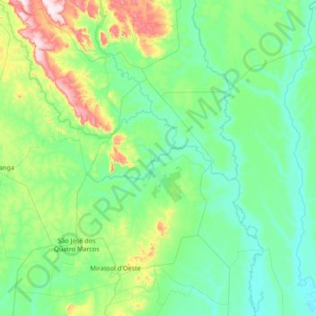 Lambari d'Oeste topographic map, elevation, terrain