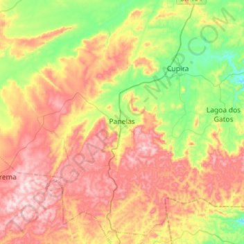 Panelas topographic map, elevation, terrain