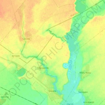 Jilavele topographic map, elevation, terrain