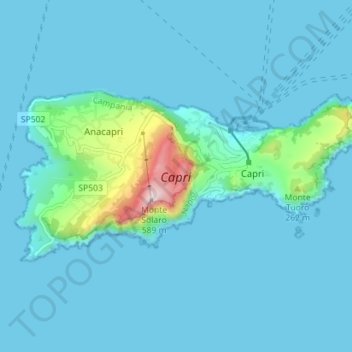 Capri topographic map, elevation, terrain