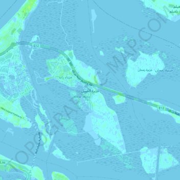 Al Jubail Island topographic map, elevation, terrain