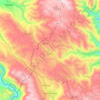 Pazos topographic map, elevation, terrain