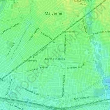 North Lynbrook topographic map, elevation, terrain