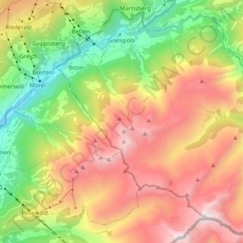 Grengiols topographic map, elevation, terrain