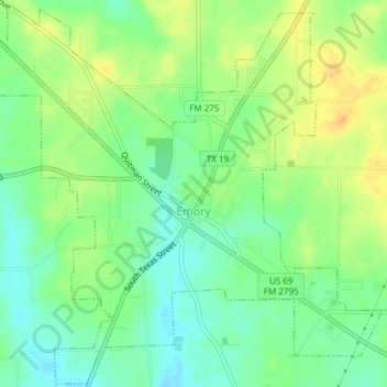 Emory topographic map, elevation, terrain