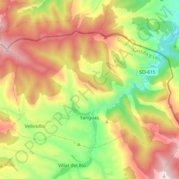 Yanguas topographic map, elevation, terrain