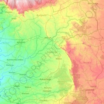 Kakamega County Topographic Map Elevation Terrain   Thumbnail 