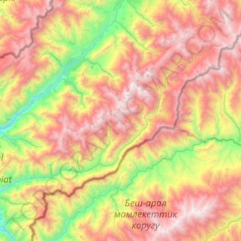 Koʻksuv topographic map, elevation, terrain