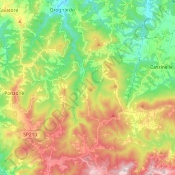 Morbello topographic map, elevation, terrain