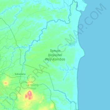 Way Kambas National Park topographic map, elevation, terrain