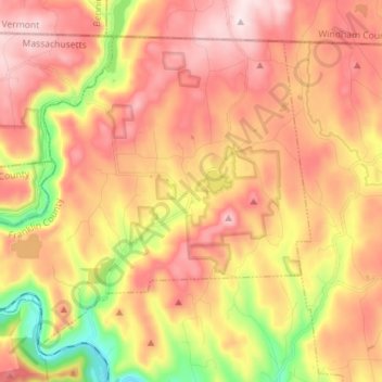 Rowe topographic map, elevation, terrain