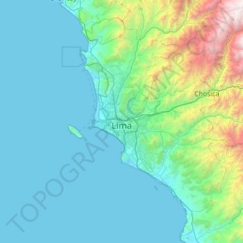 Lima Metropolitan Area topographic map, elevation, terrain
