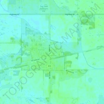 Village of Andrew topographic map, elevation, terrain