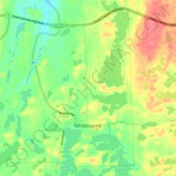 Whitbourne topographic map, elevation, terrain