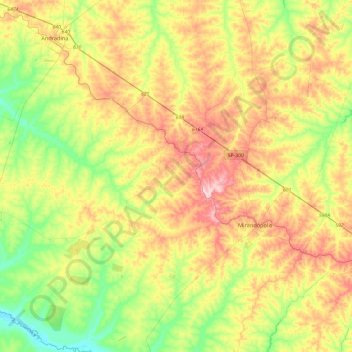 Guaraçaí topographic map, elevation, terrain