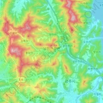 Namhansanseong-myeon topographic map, elevation, terrain