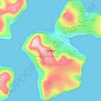 Svínoy topographic map, elevation, terrain