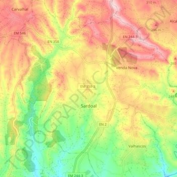Sardoal topographic map, elevation, terrain