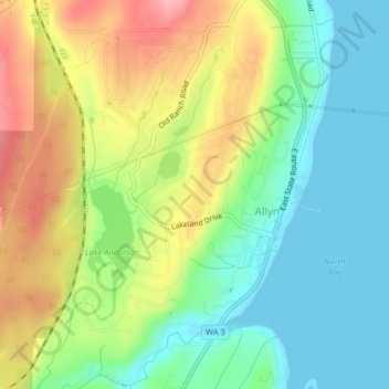 Allyn topographic map, elevation, terrain