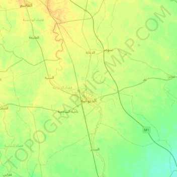 Al-Diwaniyah District topographic map, elevation, terrain