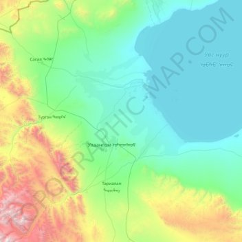 Ulaangom topographic map, elevation, terrain