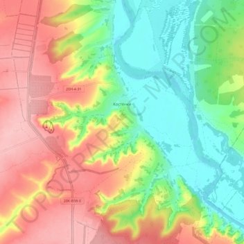 Kostenki topographic map, elevation, terrain