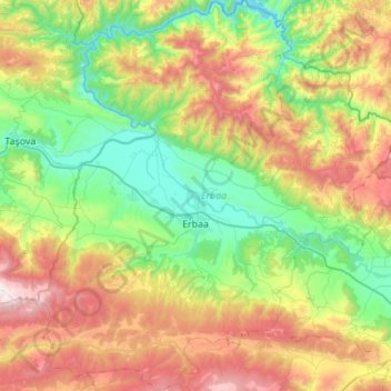 Erbaa topographic map, elevation, terrain